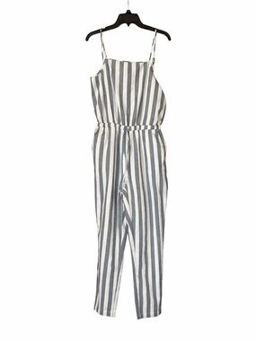 NWT Ci Sono Women's Large Striped Jumpsuit Wide Leg Drawstring Waist Boho